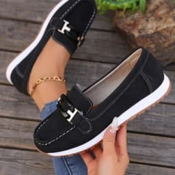 Spring New Women's Buckle Low-top Casual Shoes Fashion Round-toed Vulcanized Shoes Comfortable Slip-on Women's Flat Shoes