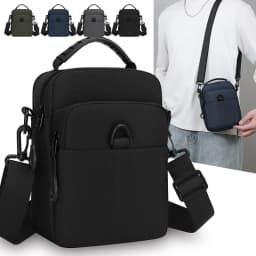 Men's Crossbody Bag Multi-Pocket Oxford Sling Shoulder Pouch Compact Travel Daily Commute Organizer for Phone Essentials