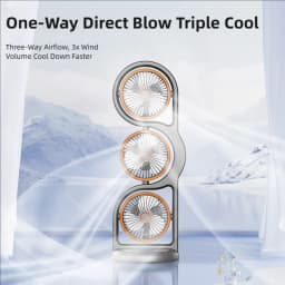 TINSOL 2026 New Portable USB Rechargeable Three-Head Fan – 360° Circulation, 5-Speed Wind, Dormitory and Outdoor Desktop Fan