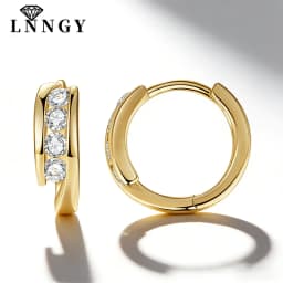 Lnngy Certified 2.5mm Moissanite Earrings 14K Gold Filled Hoop Earring For Women Temperament Versatile Female Jewelry Gift