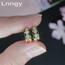 Lnngy Certified 2.5mm Moissanite Earrings 14K Gold Filled Hoop Earring For Women Temperament Versatile Female Jewelry Gift