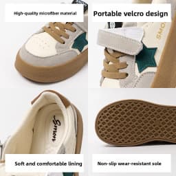 Girls Canvas Shoes Anti-slip Soft Bottom Velcro Children's Sneakers Trendy Elementary School Students Shoes Fall New Style