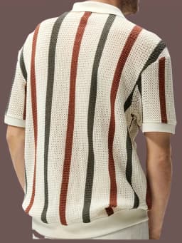 Men's New Summer Striped Sheer Design Knitted Crew-Neck Sweater - Versatile and Fashionable Short-Sleeved Pullover Shirt