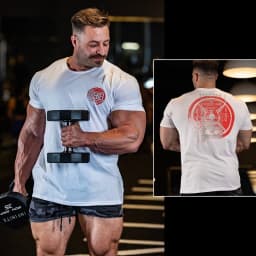 2026 GYM IR Fitness Short Sleeve Cuff Sports Stretch Sweat-absorbing Loose Hem Breathable American Muscular T-shirt Top