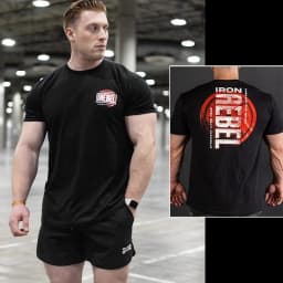 2026 GYM IR Fitness Short Sleeve Cuff Sports Stretch Sweat-absorbing Loose Hem Breathable American Muscular T-shirt Top