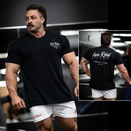 2026 GYM IR Fitness Short Sleeve Cuff Sports Stretch Sweat-absorbing Loose Hem Breathable American Muscular T-shirt Top