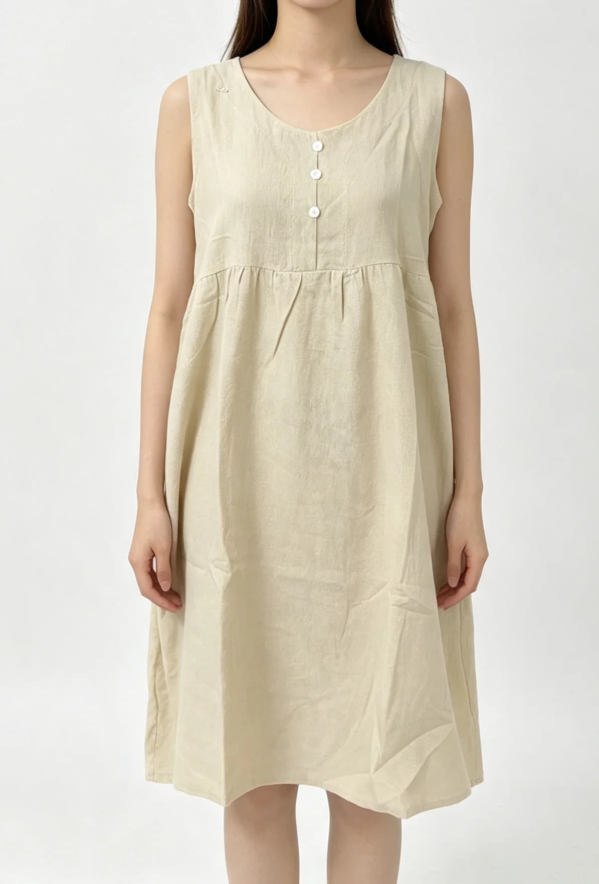2026 New Women's Cotton Linen Sleeveless Dress Casual Button Down Loose Midi Dresses for Summer Women's Casual Dresses