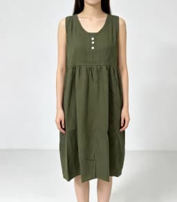 2026 New Women's Cotton Linen Sleeveless Dress Casual Button Down Loose Midi Dresses for Summer Women's Casual Dresses