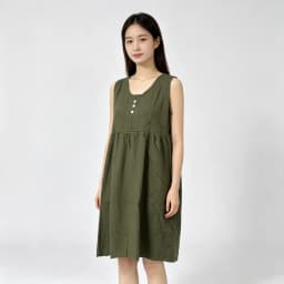 2026 New Women's Cotton Linen Sleeveless Dress Casual Button Down Loose Midi Dresses for Summer Women's Casual Dresses