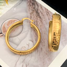 Hook Pattern Dubai 18K Gold Plated Hoop Earrings for Woman Circle Earring Party Wedding Gifts Italian African Jewelry Sets