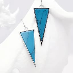 Triangle Turquoise Drop Earrings New Europe Style Fine Jewelry For Women Classic Gift In 925 Sterling Silver