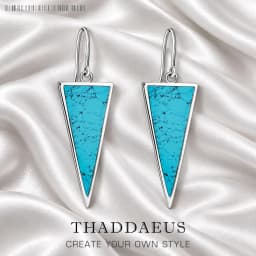 Triangle Turquoise Drop Earrings New Europe Style Fine Jewelry For Women Classic Gift In 925 Sterling Silver