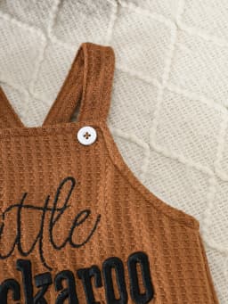 Baby Boy's American Retro Western Two-Piece Set | Tribal Cowboy All-Over Print Romper + "Little Buckaroo" English Waffle Knit Overalls, Cute and Cool, Comfortable Autumn Outfit