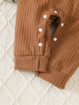 Baby Boy's American Retro Western Two-Piece Set | Tribal Cowboy All-Over Print Romper + "Little Buckaroo" English Waffle Knit Overalls, Cute and Cool, Comfortable Autumn Outfit