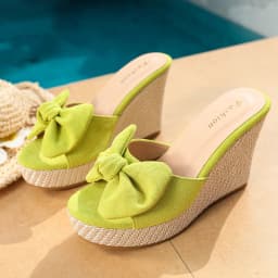 Summer Women's Slippers Wedge Heels High Female Fish Mouth Shoes Thick Bottom Outdoors Sweet Bow Suede Girls Schoolgirl Slides