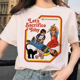Lets Summon Demons Aesthetics T Shirt Women Summer Casual Harajuku Cartoon Print Satan Short Sleeve Tops Camiseta Mujer