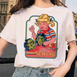 Lets Summon Demons Aesthetics T Shirt Women Summer Casual Harajuku Cartoon Print Satan Short Sleeve Tops Camiseta Mujer