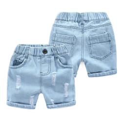 2-8Y Boys Shorts Summer Children Torn Jeans Casual Kids Knee Length Denim Pants Baby Solid Color Shorts Infant Fashion Clothing