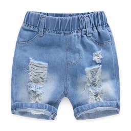 2-8Y Boys Shorts Summer Children Torn Jeans Casual Kids Knee Length Denim Pants Baby Solid Color Shorts Infant Fashion Clothing