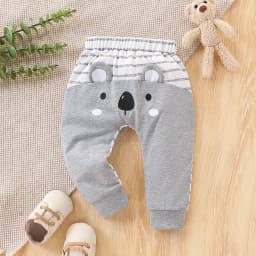 Infant and Toddler Animal Ear Striped Pants, Three-Pack, Bear, Tiger, and Dog Patterns, Soft and Comfortable, Essential for Spring and Autumn