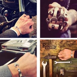 8.5mm Width Stainless Steel Wrench Spanner Open Bangle Plated Gold Silver Black Men Women Fashion Wrist Bracelet Drop Shipping