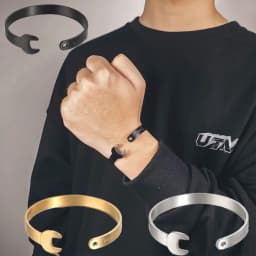 8.5mm Width Stainless Steel Wrench Spanner Open Bangle Plated Gold Silver Black Men Women Fashion Wrist Bracelet Drop Shipping