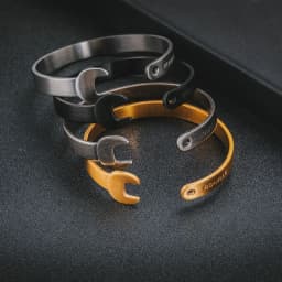 8.5mm Width Stainless Steel Wrench Spanner Open Bangle Plated Gold Silver Black Men Women Fashion Wrist Bracelet Drop Shipping