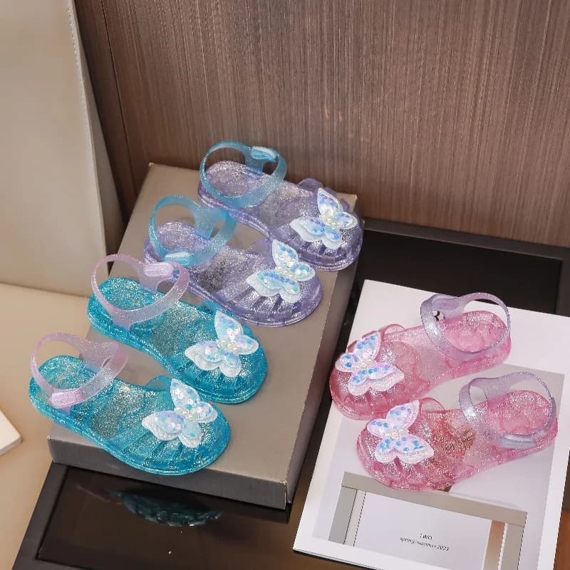 New summer kids baby princess Roman shoes girls beach sandals crystal jelly shoes sandals glitter butterfly children's sandals