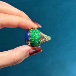 Vintage Round Natural Stone Green Rings Gold Plated Lapis Lazuli Inlay High Gold Color Women Engagement Quality Accessories 2026