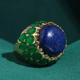 Vintage Round Natural Stone Green Rings Gold Plated Lapis Lazuli Inlay High Gold Color Women Engagement Quality Accessories 2026