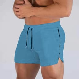 New Muscle Big Size Solid Color Sports Shorts Men's Quick Dry Marathon Running Three Thirds Fitness Beach Pants Quick Dry Mesh