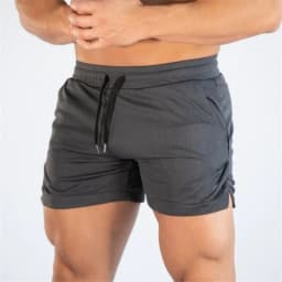New Muscle Big Size Solid Color Sports Shorts Men's Quick Dry Marathon Running Three Thirds Fitness Beach Pants Quick Dry Mesh