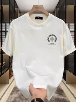 Summer Men's 100% Cotton T Shirt Simple Fashionable Style Print Comfortable Soft Breathable Fabric Suitable Home Casual Wear