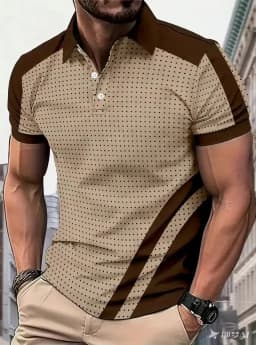 2026 Summer New Style Men's Short-Sleeved Polo Shirt with 3D Polka Dot Print - Street Casual Fashionable and Comfortable