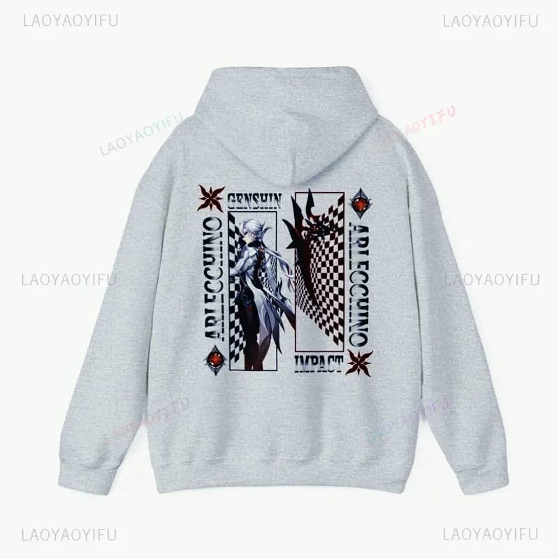 Arlecchino Genshin Impact Man Shirt Anime Fan Clothing Cosplay Pullover Cute Anime Merch Sweatshirt Otaku Apparel Gaming Hoodie
