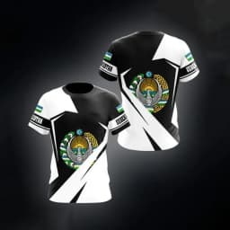 Men Uzbekistan National Flag Print T-Shirt Football Sports Pattern T-Shirts Casual Short Sleeve O-Neck Loose Soccer Fans Tees