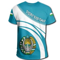 Men Uzbekistan National Flag Print T-Shirt Football Sports Pattern T-Shirts Casual Short Sleeve O-Neck Loose Soccer Fans Tees