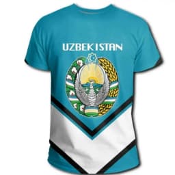 Men Uzbekistan National Flag Print T-Shirt Football Sports Pattern T-Shirts Casual Short Sleeve O-Neck Loose Soccer Fans Tees