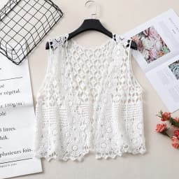 Crochet Vests Women Sleeveless Hollow-Out Open-up Lace Top Open-stitch Knit Waistcoat Spring Summer 2026 Bohemian Vintage