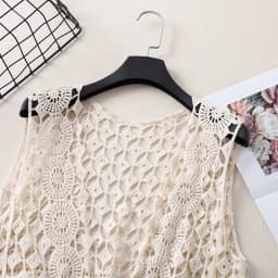 Crochet Vests Women Sleeveless Hollow-Out Open-up Lace Top Open-stitch Knit Waistcoat Spring Summer 2026 Bohemian Vintage