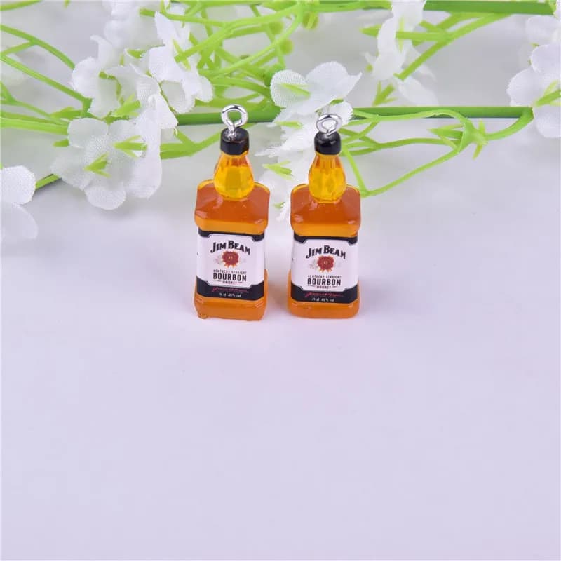 10pcs 3D Resin Charms Cocktail Bottle Earring Keychain Jewlery Findings Phone Case DIY