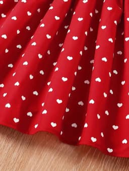 2026 Girls' Summer Fashion Dress, Casual Love Pattern, Breathable Sleeveless Square Neck (No Accessories)