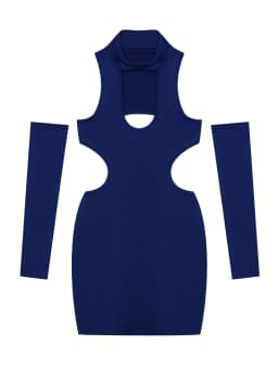 Summer 2026 Sexy Cutout Hanging Neck Dress European American Solid Color Tight Wrapped Hip Dress for Women