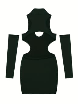 Summer 2026 Sexy Cutout Hanging Neck Dress European American Solid Color Tight Wrapped Hip Dress for Women