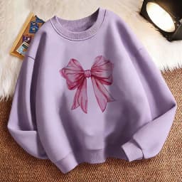 Pullover Crew Neck Fashion Pink Color Bow Design Y2k Hoodie Children's Sweatshirt Hoody Girls Kawaii Casual Hoodies