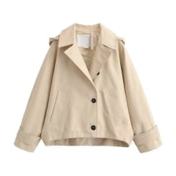 Women's Cape Style Hooded Windbreaker Spring Casual Lapel Collar Long Sleeve Single Breasted Jacket Fashion Loose Female Tops
