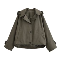 Women's Cape Style Hooded Windbreaker Spring Casual Lapel Collar Long Sleeve Single Breasted Jacket Fashion Loose Female Tops