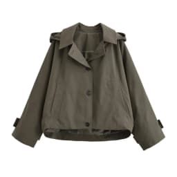 Women's Cape Style Hooded Windbreaker Spring Casual Lapel Collar Long Sleeve Single Breasted Jacket Fashion Loose Female Tops