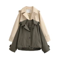 Women's Cape Style Hooded Windbreaker Spring Casual Lapel Collar Long Sleeve Single Breasted Jacket Fashion Loose Female Tops