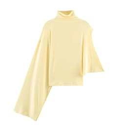 KONDALA Holiday Sexy Chic Women Top Yelllow Asymmetrical Pullover Top Fashion 2026 Spring Summer Party Night Out Female Top Y2k
